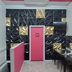 Trang trí PVC hình nền cho khách sạn Kim cương kết cấu đen 3D Panel tường trần Panel tường