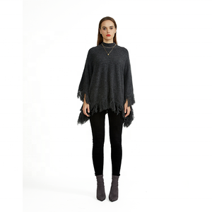 KD produttore di maglieria stile scialle moda personalizzato maglione <span class=keywords><strong>con</strong></span> girocollo e fondo sfrangiato a maniche lunghe maglioni da donna - Product Image 1