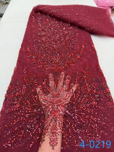 Chất Lượng Cao Long Lanh Hạt Thêu Vải Tuyn Ren Vải Đính Cườm Cô Dâu Ren Vải Sang Trọng Đính Cườm Ren Trắng Vải Cho Phụ Nữ - Product Image 4