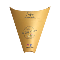 Carton jetable de qualité alimentaire emballage de crème glacée triangle emballage de pizza papier kraft crêpe cône oeuf bulle gaufrier titulaire