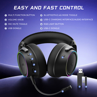 Headset Gaming Nirkabel 2.4GHz Low Latency 7.1 Surround Sound RGB dengan Mikrofon untuk PC PS5 OEM ODM