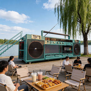 Camion de nourriture rétro multicolores en acier inoxydable, chariot de nourriture mobile <span class=keywords><strong>pour</strong></span> restaurant commercial/utilisation en rue - Product Image 4