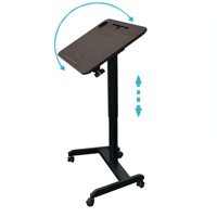 Petite table de bureau à domicile moderne, bureau debout avec mécanisme de réglage en hauteur par vérin à gaz, cadre métallique, montage facile, pliable