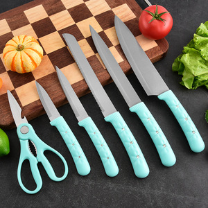 Ensemble de couteaux de cuisine multi-usages 7 pièces en acier inoxydable avec bloc de rangement et ciseaux pour la cuisine à domicile - Product Image 4