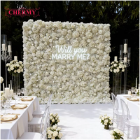 Mur de roses artificielles blanches, 10 cm x 8 pieds, fausses fleurs, pour un mariage, pour un fond de salle