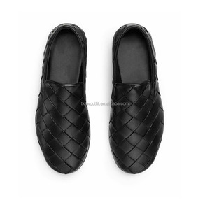 Zapatillas de Cuero Genuino Intrecciato Talla Grande 47, Unisex, para Mujer, Estilo Slip-on, Zapatos de Vestir para Hombre, Zapatos de Boda Marrones, Mocasines de Cuero para Hombre - Product Image 5