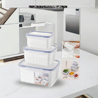 Conteneurs de conservation alimentaire frais avec couvercle à boucle, panier égouttoir pour réfrigérateur, hermétique, empilable, avec bac anti-goutte pour une conservation optimale