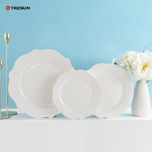 Puhe Wholesale Wedding Party White Wave Shape New Bone China Luxury Nordic Western Dinnerware <b>Plates</b> Bowls Coffee Set - Product Image 2