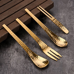 ชุดช้อนส้อมสไตล์ญี่ปุ่นลายตอก สำหรับกาแฟ เค้ก ผลไม้ และของหวาน ทำจากสแตนเลส 304 เหมาะสำหรับใช้ในโรงแรมและร้านอาหาร - Product Image 4