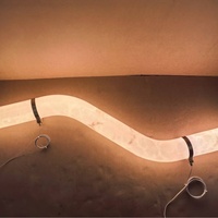 Suspension en marbre espagnol entièrement en cuivre Moderne Minimaliste Luxe Designer Restaurant Villa Modèle Chambre Longue Lumière LED