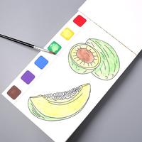 Vente en gros d'artisanat d'art aquarelle peinture dessin papier livre de coloriage pour enfants cadeaux fruits nourriture 1 pinceau dessin jouets ensemble