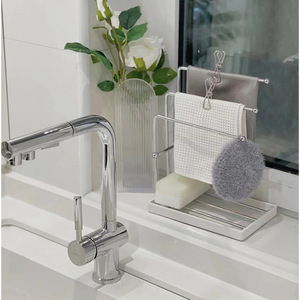Draining <b>Cloth</b> <b>Rack</b> Rectangle Countertop Storage Gadget For Kitchen Towel Sponge Holder - Product Image 4