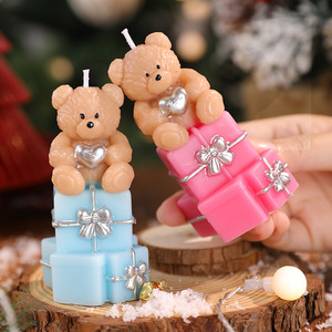 <b>Bear</b> On Gift Box Scented Candle <b>Cute</b> Heart Teddy <b>Bear</b> Candle For Christmas Birthday Party Home Decor Holiday Gift - Product Image 2