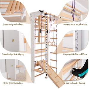 Barres murales en bois avec toboggan et <span class=keywords><strong>balançoire</strong></span>, structure d'escalade intérieure pour enfants et adultes, support de rangement mural pour salle de sport - Product Image 3