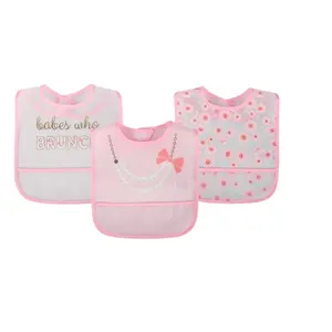 Luvable Friends Bib Set 3PK- Waterproof Baby Feeding Drooler Bibs NO.75563CH