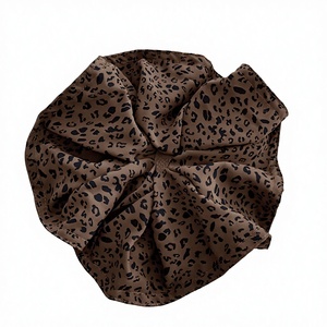 Grand élastique à cheveux rétro en tissu imprimé léopard, style coréen, fait main, haute élasticité, 19 cm, accessoires pour queue de cheval, fête - Product Image 1