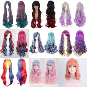 Mengtong 80CM Halloween <strong>Lolita</strong> Cosplay <strong>Wig</strong> Free Part Pink Synthetic <strong>Wig</strong> with Red Lace Deep Body Wave Style - Product Image 2