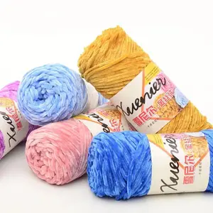 Dimuni manufacturer colorful crochet baby bernat strip polyester chenille fuzzy velvet yarn