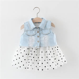 Vestido de Mezclilla Informal para Niñas, Estilo Casual, para Cumpleaños de Bebés, Verano, Disponible en Línea - Product Image 1