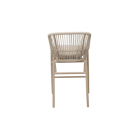 Chaise de bistrot moderne pour hôtel, villa, resort, terrasse, patio, restaurant extérieur, bord de mer, avec cadre en aluminium et tabouret de bar en corde tressée avec coussin