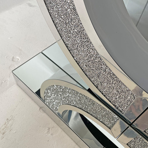 Mesa <span class=keywords><strong>Consola</strong></span> Moderna en Forma de O con Espejo, Madera y Cristal, con Cristales Decorativos <span class=keywords><strong>para</strong></span> Entrada y Sala de Estar - Product Image 4