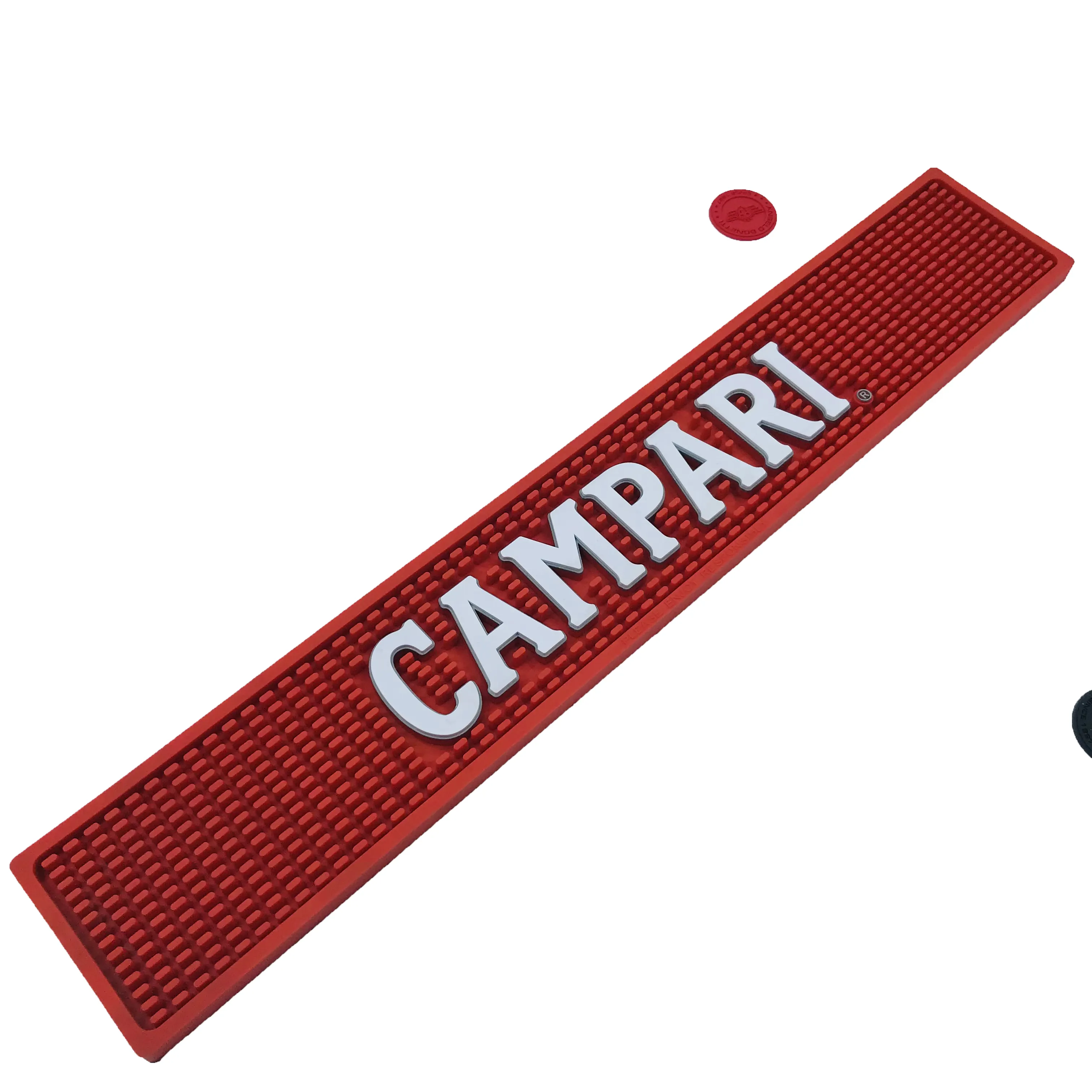 CAMPARI = 친환경 OEM 로고 소프트 PVC 안전 고무 바 러너 매트 레드 불 바 매트 = CAMPARI