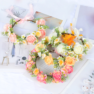 Venta al por mayor <span class=keywords><strong>de</strong></span> fábrica: Corona floral festiva <span class=keywords><strong>para</strong></span> mujer, corona <span class=keywords><strong>de</strong></span> <span class=keywords><strong>flores</strong></span> <span class=keywords><strong>para</strong></span> boda, diadema floral nupcial <span class=keywords><strong>para</strong></span> niña - Product Image 1