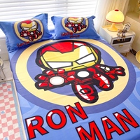 Ensemble de 3 draps-housses pour enfants, imprimé Iron Man, doux, élastiques, à poches profondes, avec taies d'oreiller
