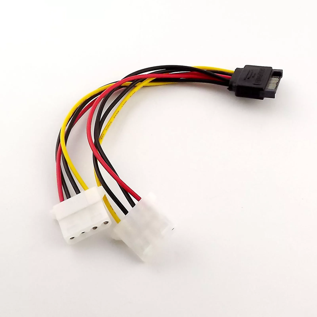 15Pin SATA Male to Dual 4Pin Molex IDE Female Y Splitter Power Adapter Cable