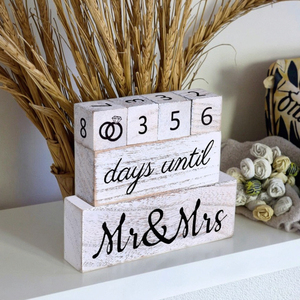 Set di blocchi in legno per il conto alla rovescia del matrimonio, decorazione rustica per centrotavola di <span class=keywords><strong>fidanzamento</strong></span>, idea <span class=keywords><strong>regalo</strong></span> - Product Image 2
