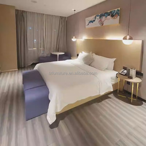 Economy Modern Hotel Bedroom Furniture Sets King Size Upholstered Bed Frame with Ottoman Nightstand <b>Wardrobe</b> For 3 Star Hotels - Product Image 4