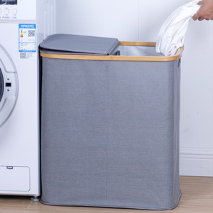 <b>Laundry</b> Hamper Gray 54x34x60Cm Foldable Oxford Cloth Rectangle <b>Standing</b> Type For Bathroom Clothing Organizer - Product Image 1