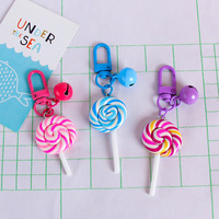 Porte-clés sucette arc-en-ciel créatif-Porte-clés alimentaire réaliste en forme de bonbon en argile polymère fait à la main pendentif en résine acrylique doux