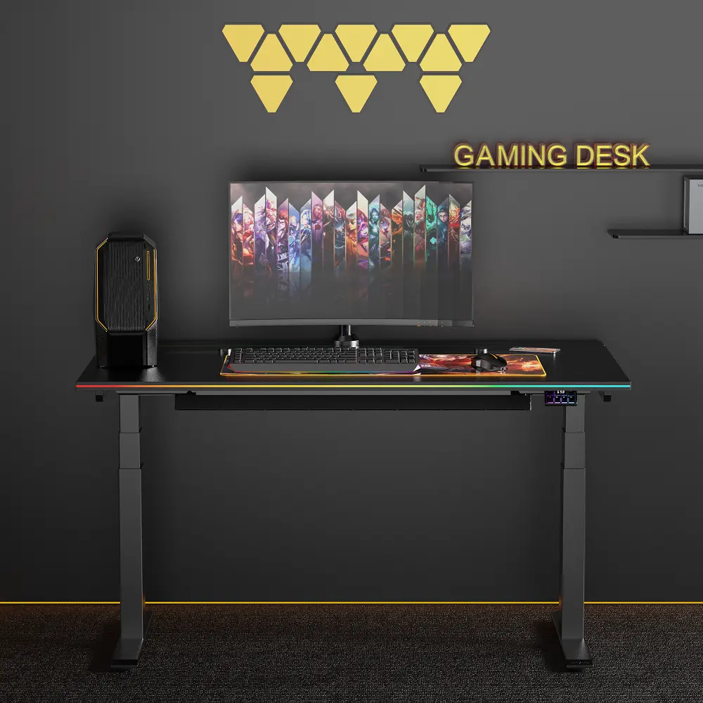 JIECANG E-sport Racing Style Gamer Table RGB Gaming Desk with Adjustable Height