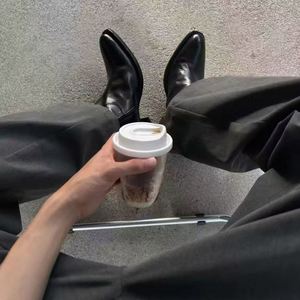 Bottines à fermeture éclair en cuir véritable noir, bout pointu, chaussures d'automne pour hommes tendance, semelle extérieure en caoutchouc, semelle intermédiaire en PU - Product Image 5