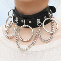 Collier ras du cou vintage punk à maillons doubles en cuir PU pour femme, idéal pour les anniversaires et les fêtes