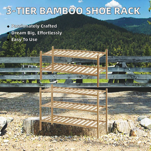 Zapatero de Bambú Versátil de 3 Niveles, Diseño Plegable Moderno para el Hogar, Sala de Estar, Apartamento, Escuela, Supermercado, Muebles - Product Image 2