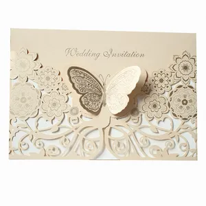 Customized Luxurious Butterfly Lace Greeting Card Invitation Cards For Party Menu Cards For Wedding