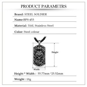 SS8-453P 316L สแตนเลสไวกิ้งหมาป่าหัวจี้สร้อยคอนอร์ดิก Bodyguard สัญลักษณ์แฟชั่นสัตว์เครื่องประดับของขวัญโชคดี - Product Image 3