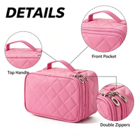 Pochette cosmétique à la mode mignon sac de maquillage en nylon avec étui portable à fermeture éclair pour le voyage