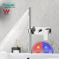 Robinet de baignoire cascade en or brossé, nouveau design Frascio, mitigeur mural encastré avec douchette à main