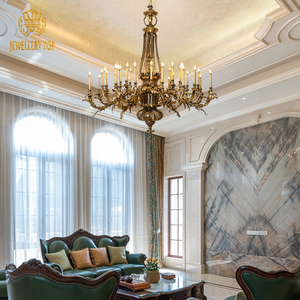 תכשיטים בסגנון צרפתי מימי הביניים וילה ארמון ארמון ברונזה תליון אור ענק אור ענק נברשות פליז יוקרה - Product Image 2