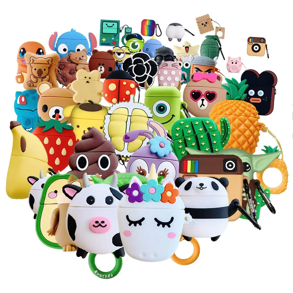 100 + Comics til Spielzeug Kopfhörer Tasche für Airpods Pro 1 2 3 Fall, 3D Weiche Silikon Ohrhörer Abdeckung für Airpods Tasche