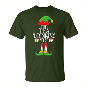 <b>Tea</b> Drinking Elf <b>Christmas</b> T-<b>Shirt</b> Family Matching Xmas Holiday <b>Shirt</b> - Product Image 2