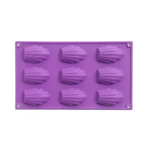 Moule à gâteaux en silicone à 9 grilles fantaisie, résistant à la chaleur, madeline, pour la cuisson du muffin et ustensiles de cuisson, 6 pièces