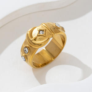 Anillos de boda de moda al por mayor para mujer <span class=keywords><strong>con</strong></span> patrón de estrella y luna, laminados en oro y plata, <span class=keywords><strong>con</strong></span> circonia cúbica, joyería. - Product Image 6