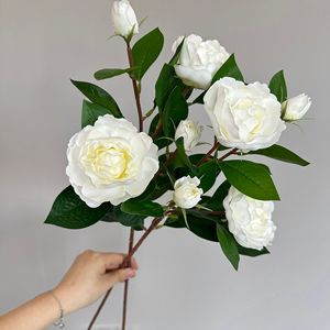 Bouquet de Gardenias Artificiels Meng Jie, Fleurs en Soie PVC Blanches pour Décoration Intérieure et Arrangements Floraux - Product Image 2