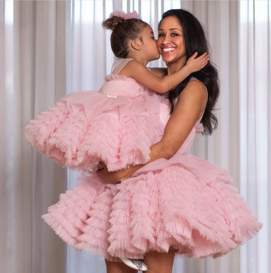 mom and me matching flower girl party dresses solid color cake dress