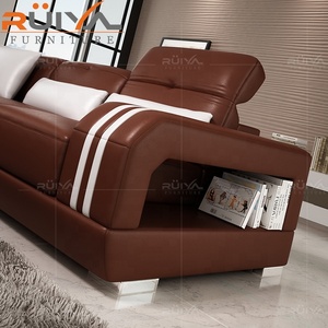 De estilo italiano, sofá de cuero genuino conjunto de muebles de la sala con la esquina - Product Image 2