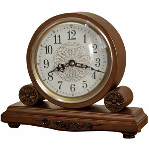 European Style Solid Wood Clock Circular Antique <b>Desk</b> Clock For <b>Study</b> Bedroom Decor - Product Image 1